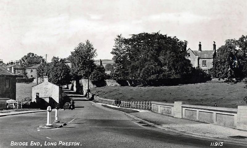 Bridg End 1956.jpg - Bridge End - from a postcard date stamped 1956.  "The Toll House at Long Preston Bridge was ordered at a cost of £41 in 1753.   The house to be slated, the timber and wood in house and gate to be good Oak."   ( The text on the reverse is shown in the next image. ) 